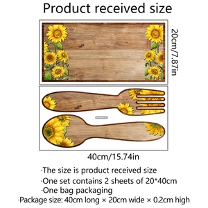 Sunflower and wood grain writable whiteboard stickers set for kitchen fridge decor
