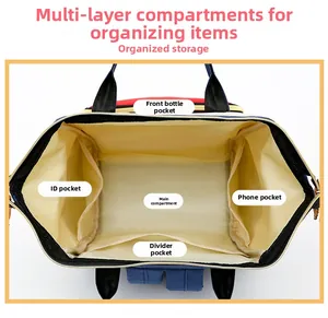 Vue intérieure du sac à langer multifonction avec compartiments organisés pour bébé