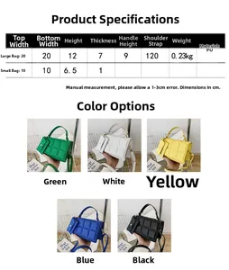 Tabella taglie e vista multicolore della borsa a tracolla trapuntata in pelle PU