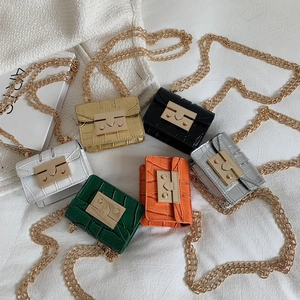 Miniature stone pattern chain bags in white, gold, black, silver, green and orange set
