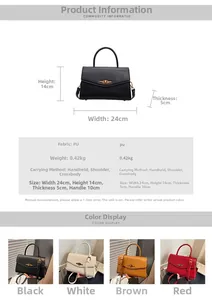 Detailed size specifications and multi-color options for the retro crossbody handbag