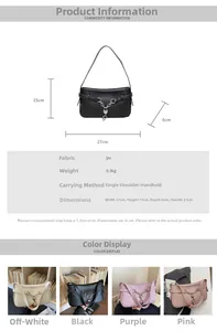Detailed size specifications and color options for the minimalist PU leather shoulder bag