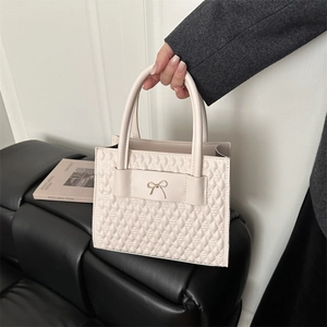 Sac À Main Matelassé À Losanges Sac Bandoulière Cuir PU Nœud Métallique Sac Porté Main Élégant Sac Épaule Pour Femmes