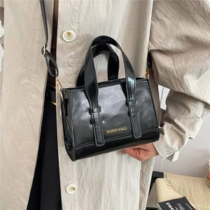 Women Glossy PU Leather Handbag Fashion Square Tote Crossbody Shoulder Bag For Daily Commute
