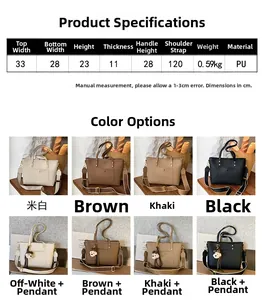 Tableau des tailles et options de couleurs pour le grand sac cabas en cuir PU