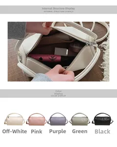 Innenstruktur und Farbauswahl der zylindrischen Handtasche mit Litschi-Muster