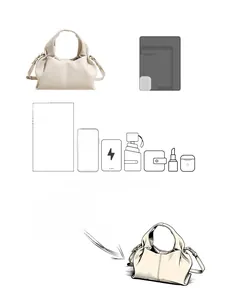 Détails de la capacité intérieure du sac nuage en cuir souple pour tous les accessoires