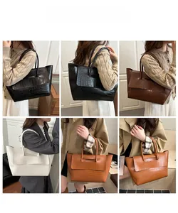 Collage of high-capacity tote bags with crocodile pattern in four versatile colors