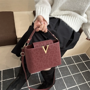 Women Leopard Print Handbag Faux Suede Crossbody Bag With Gold Metal V Buckle Top Handle And Adjustable Shoulder Strap