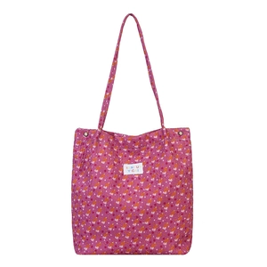 Sac fourre-tout à fleurs roses pour femmes avec texture plissée et motif floral chic