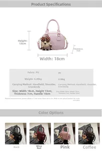 Detailed size specifications and weight info for the compact PU leather crossbody handbag