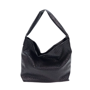 Sac hobo classique en cuir tressé noir avec un design spacieux et minimaliste