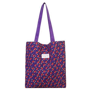 Sweet purple quilted tote bag with cute bear pattern and large capacity shoulder straps