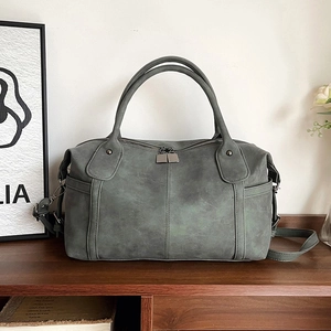 Borsa Boston In Pelle PU Opaca Retro Grande Borsa A Mano Donna Borsa A Tracolla Casual Con Tracolla Rimovibile