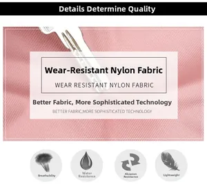 Close-up of pink nylon fabric showing durable scratch-resistant and waterproof texture