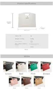 Detailed sizing guide and specifications for the large PU leather commuter handbag