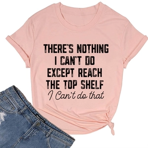 Detail view of light pink cotton t-shirt featuring artistic black slogan print and crew neck