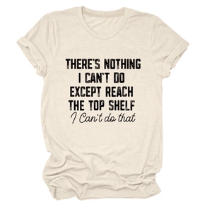 Detail of cotton crew neck t-shirt featuring a funny typography print in black ink