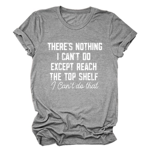 Detail of grey heather t-shirt featuring white slogan print and ribbed crew neckline