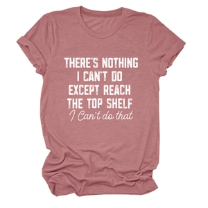 Detail of pink crewneck T-shirt showing fine fabric texture and white slogan print