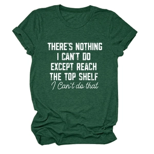 Detail of forest green crew neck t-shirt featuring white slogan print and soft texture