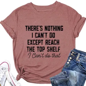 Women T-Shirt Cotton Blend Slogan Print Casual Round Neck Short Sleeve Tee Loose Fit Summer Top