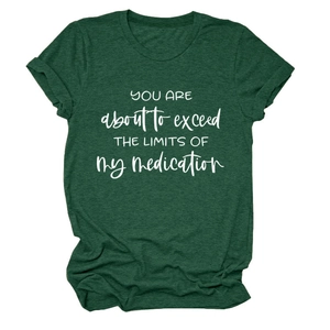 Flat lay of forest green round neck T-shirt with white quote print and cuffed sleeves