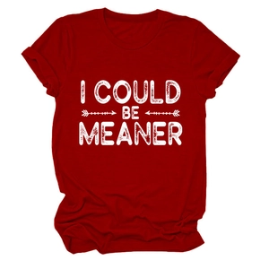 T-shirt classique en coton bordeaux avec slogan 'I COULD BE MEANER' et motif flèche