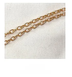 Macro close-up of premium gold metal chain strap with polished interlocking links