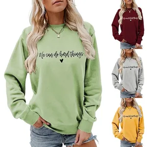 Sweatshirt À Col Rond Pour Femmes Et Short En Jean Manches Longues Mélange De Coton Imprimé Cœur Pullover Décontracté
