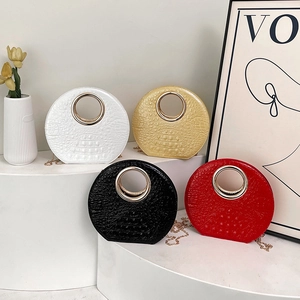 Elegant French dumpling bags with metal handles and chain straps in four colors
