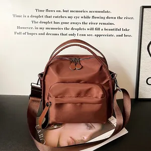 Women Crossbody Bag Multi Layer Waterproof Nylon Shoulder Handbag Simple Casual Urban Style Large Capacity Versatile