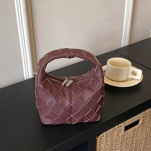 Woven PU Leather Hobo Handbag Checkerboard Crossbody Bag Women Niche Minimalist