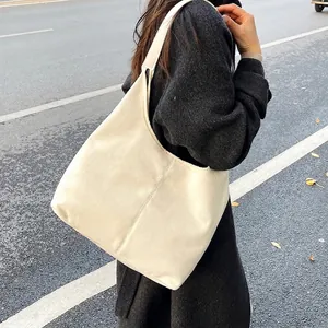 Large Capacity Frosted PU Leather Hobo Bag Minimalist Retro Suede Texture Shoulder Tote For Women Casual Daily Use
