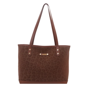 Grande borsa tote vintage leopardata con placca dorata e tracolle marroni eleganti