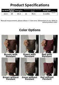 Tabella taglie con dimensioni e colori per borsa a secchiello leopardata