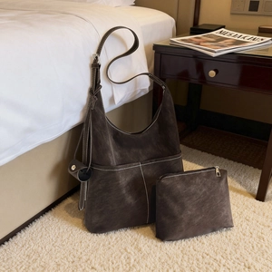 Borsa A Spalla Retro In Pelle PU Smerigliata Cuciture A Contrasto Grande Capacità Hobo Tote Con Pochette Vintage