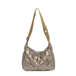 Sac à bandoulière bronze métallisé avec texture nœud et sangle réglable pour femme