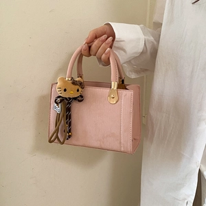 Women Retro Handbag Crossbody Bag Ribbed PU Leather Vertical Stripe Pattern Gold Hardware Versatile Daily Wear