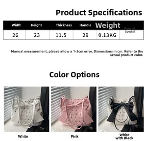 Detailed size chart and dimensions for the seersucker tote bag with large bow detail