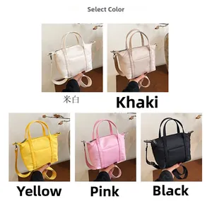 Nylon mini crossbody bags shown in off-white, khaki, yellow, pink and black colors