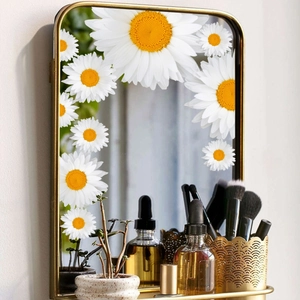 Autocollants de fleurs de marguerite blanche pour miroir avec centres jaunes