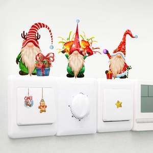 Christmas gnome wall stickers and star gift decals for light switch home decoration