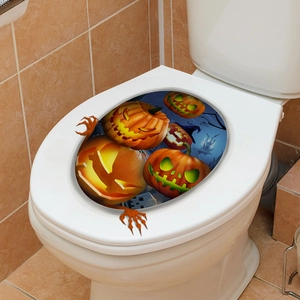 3D Halloween pumpkin lantern wall sticker with demon hands for bathroom toilet decoration