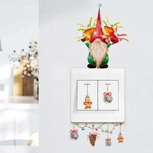 Christmas gnome wall stickers with red star hat and ornaments for home light switch decor
