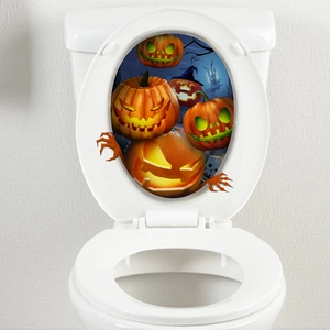 Halloween pumpkin wall stickers for bathroom toilet seat decoration with castle motif