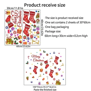 Christmas wall decal kit with socks and stars, 100x93cm DIY festive home decoration