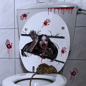 Halloween Horror Wandtattoo Wasserdichtes PVC Bluthandabdruck Gruseliger Geist Toilettendeckel Aufkleber Badezimmer Dekoration