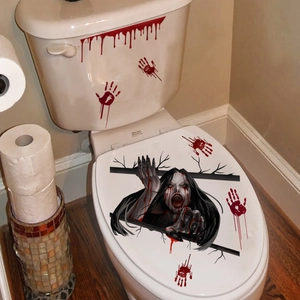 Halloween blutiger Handabdruck und Geistergesicht selbstklebende WC-Sitz Dekoration