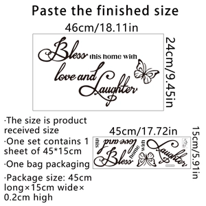 Bless this home with love and laughter wall sticker with butterfly art design